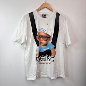FMF Racing Feel The Power Baby Graphic T-Shirt White Large Motocross Y2K